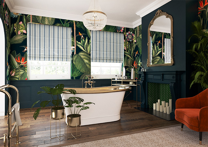 Laurel Stripe, Royal - Twist&Fit Roman Blind - Image 6